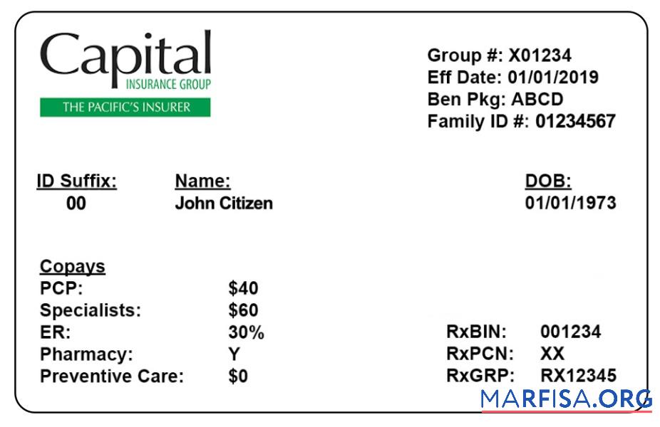 Blank Vanuatu health insurance card template